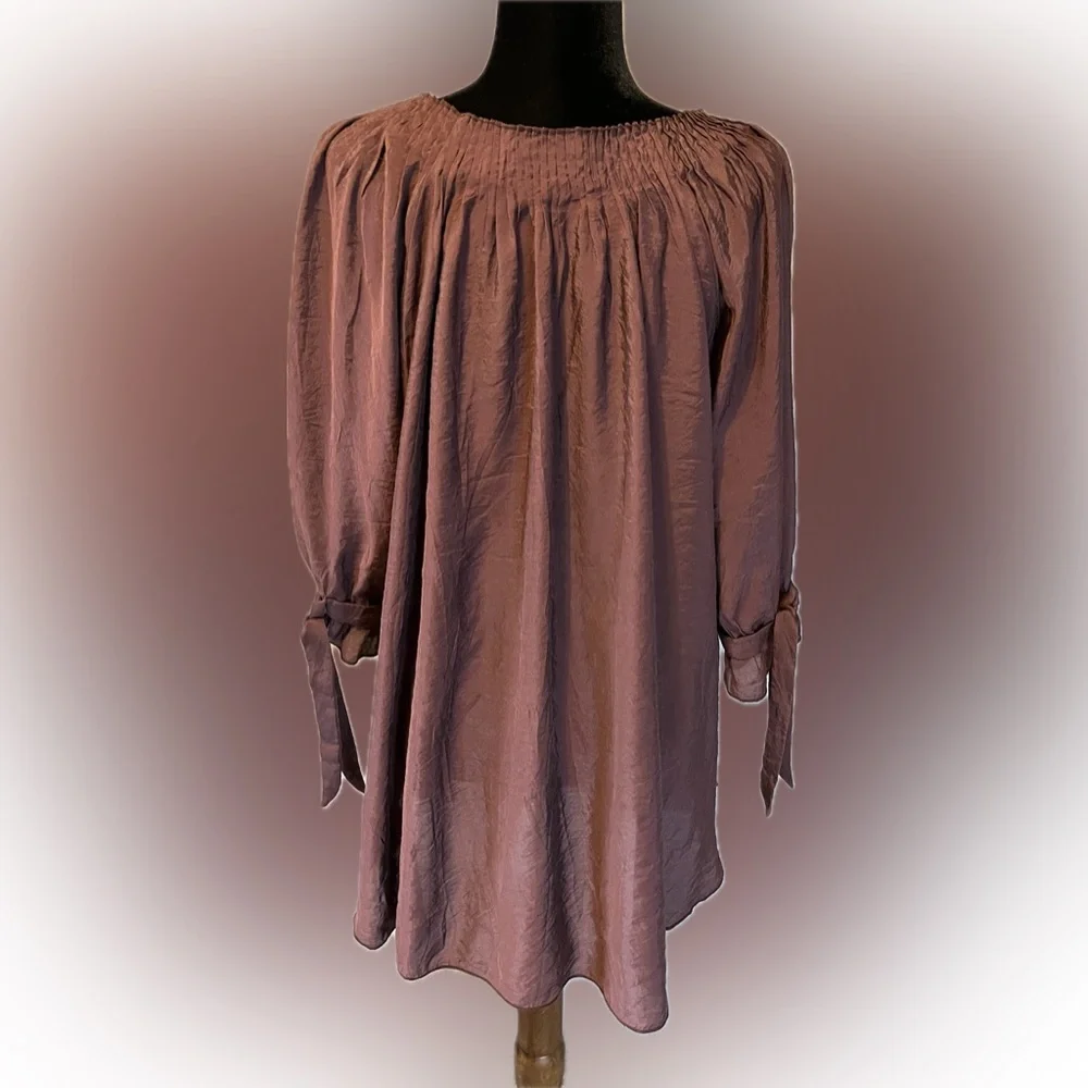 Paisley Vine Swing Tunic Cinnamon size 1X - Picture 3 of 10